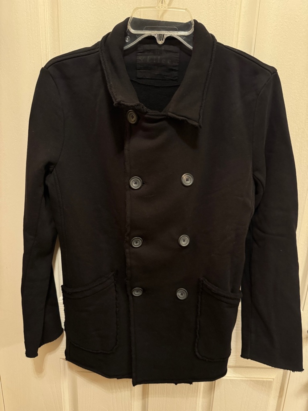 Frank & Eileen Double-Breasted Black Peacoat Belfast Jacket XS
